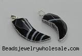 CGP3458 16*30mm - 18*40mm horn black agate pendants