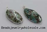 CGP3463 30*50mm - 35*55mm faceted oval ocean agate pendants