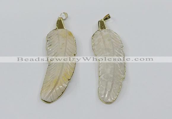 CGP3500 22*60mm - 25*65mm feather fossil coral pendants