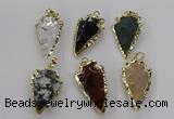 CGP3508 20*30mm - 22*40mm arrowhead mixed gemstone pendants