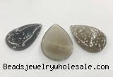 CGP3519 35*50mm - 40*55mm flat teardrop sakura agate slab pendants