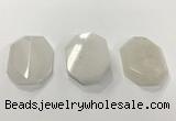 CGP3605 35*45mm faceted octagonal white jade pendants wholesale