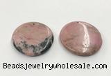 CGP3624 48mm - 51mm flat round rhodochrosite gemstone pendants