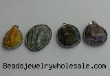 CGP370 30*40mm - 35*45mm freeform crystal glass & gemstone pendants