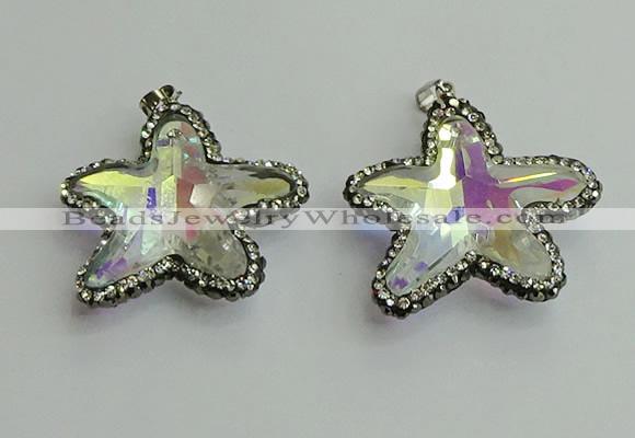 CGP505 35*35mm star crystal glass pendants wholesale