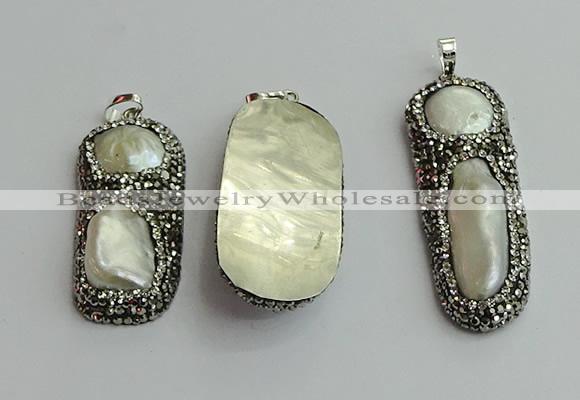 CGP547 20*45mm - 18*55mm freeform pearl pendants wholesale