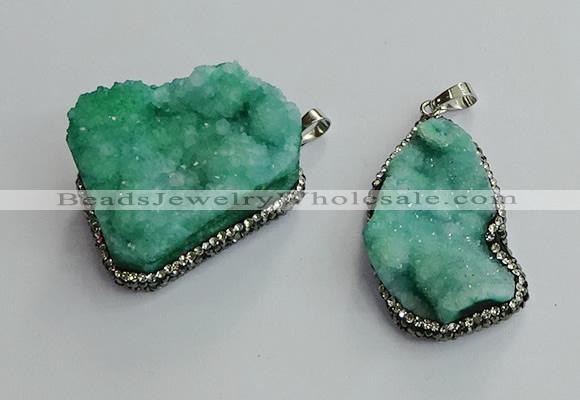 CGP595 25*40mm - 30*45mm freeform druzy agate gemstone pendants