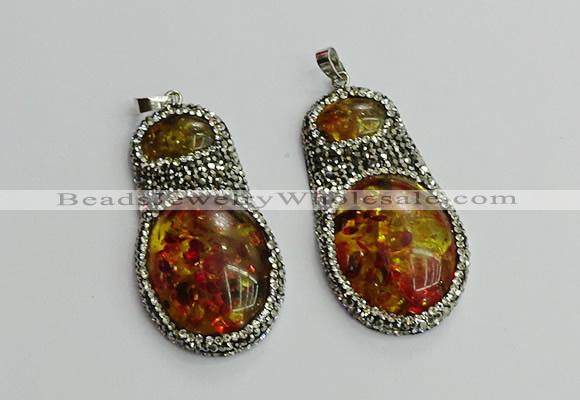 CGP610 35*50mm - 35*55mm freeform synthetic amber pendants