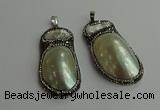 CGP616 25*50mm - 28*55mm freeform shell pearl & pearl pendants