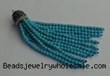 CGP684 4mm faceted round handmade turquoise beaded tassel pendants