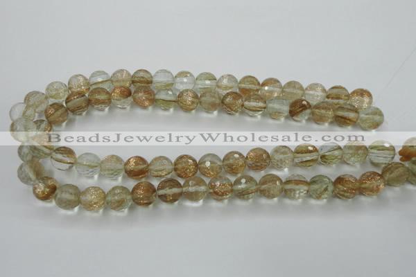 CGQ26 15.5 inches 12mm faceted round gold sand quartz beads