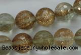 CGQ27 15.5 inches 14mm faceted round gold sand quartz beads