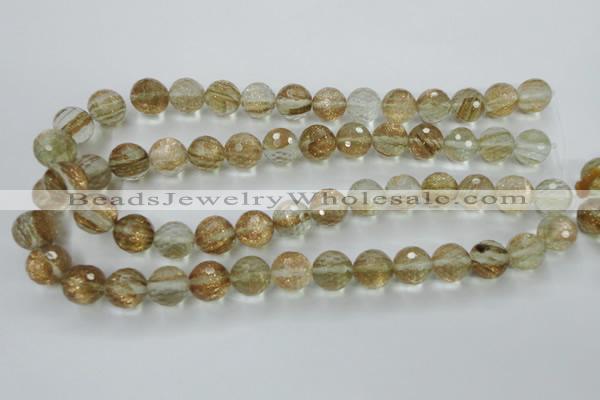 CGQ27 15.5 inches 14mm faceted round gold sand quartz beads