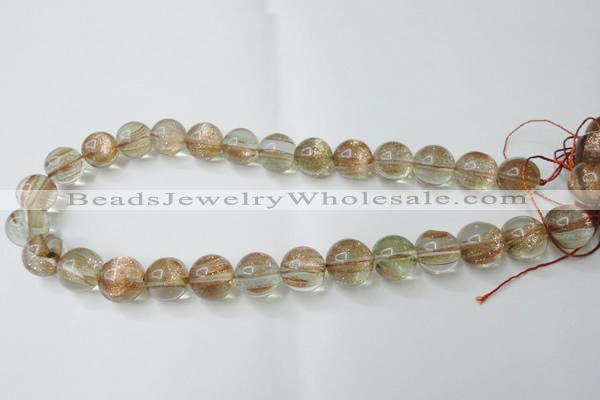 CGQ61 15.5 inches 14mm round gold sand quartz beads wholesale