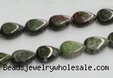 CGR08 16 inches 8*12mm flat teardrop green rain forest stone beads