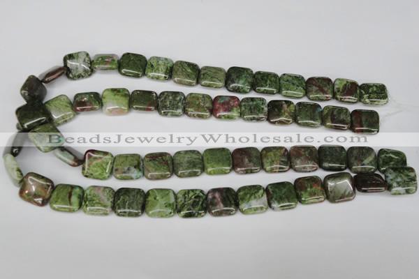 CGR33 15.5 inches 14*14mm square green rain forest stone beads