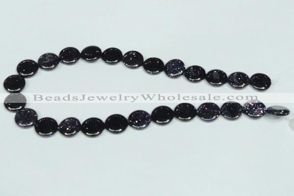 CGS122 15.5 inches 15mm flat round blue goldstone beads wholesale