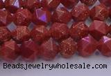 CGS451 15.5 inches 6mm faceted nuggets goldstone beads wholesale