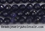 CGS478 15.5 inches 4mm faceted round blue goldstone beads