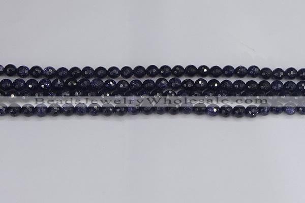 CGS478 15.5 inches 4mm faceted round blue goldstone beads