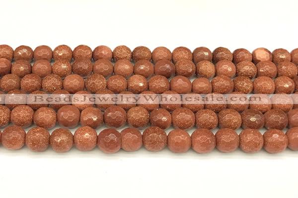 CGS490 15 inches 6mm faceted round goldstone beads