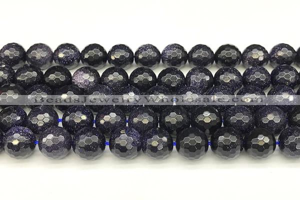 CGS497 15 inches 10mm faceted round blue goldstone beads