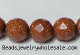 CGS89 15.5 inches 16mm faceted round goldstone beads wholesale