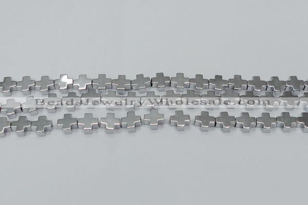 CHE1007 15.5 inches 10*10mm cross plated hematite beads wholesale