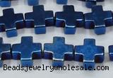 CHE1012 15.5 inches 10*10mm cross plated hematite beads wholesale