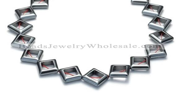 CHE14 16 inches 18*18mm hollow rhombic hematite beads Wholesale