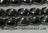 CHE160 15.5 inches 5*8mm twisted rice hematite beads