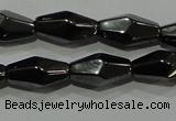 CHE220 15.5 inches 6*12mm faceted rice hematite beads wholesale