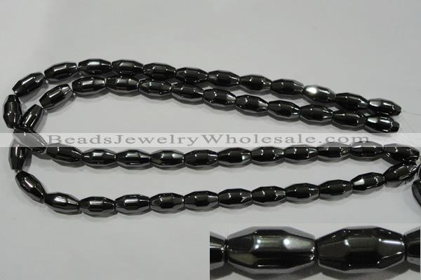 CHE227 15.5 inches 8*16mm faceted rice hematite beads wholesale