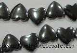 CHE263 Top-drilled 12*12mm heart hematite beads wholesale