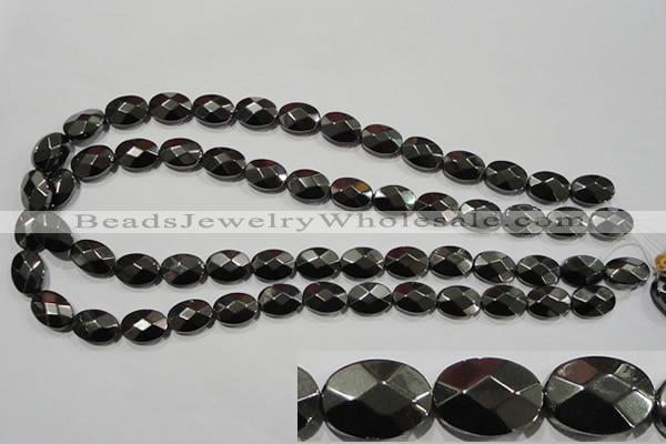 CHE281 15.5 inches 10*14mm faceted oval hematite beads wholesale