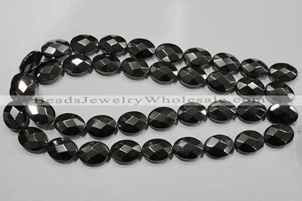 CHE284 15.5 inches 13*18mm faceted oval hematite beads wholesale