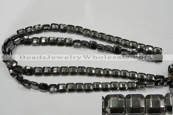 CHE288 15.5 inches 10*10mm faceted square hematite beads wholesale