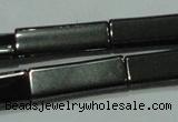 CHE290 15.5 inches 6*16mm rectangle double drilled hematite beads wholesale