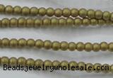 CHE419 15.5 inches 2mm round matte plated hematite beads wholesale