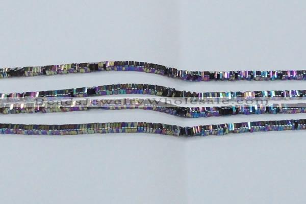 CHE575 15.5 inches 1*3*3mm square plated hematite beads wholesale