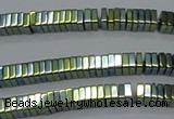 CHE582 15.5 inches 1*4*4mm square plated hematite beads wholesale