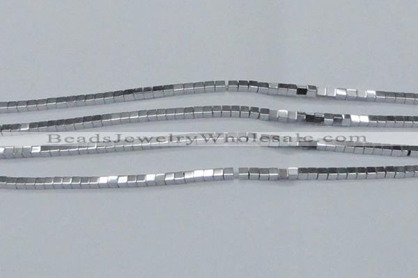 CHE598 15.5 inches 3*3mm cube plated hematite beads wholesale