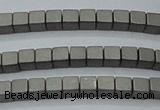 CHE608 15.5 inches 2*2mm cube matte plated hematite beads wholesale