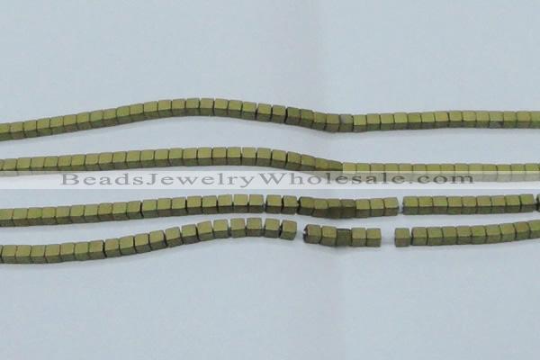 CHE611 15.5 inches 2*2mm cube matte plated hematite beads wholesale