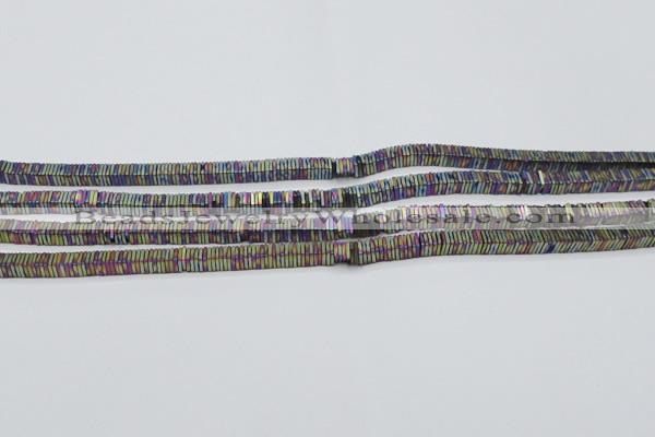 CHE623 15.5 inches 1*2*2mm square matte plated hematite beads