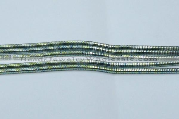 CHE655 15.5 inches 1*3mm tyre plated hematite beads wholesale