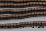 CHE672 15.5 inches 1*2mm tyre matte plated hematite beads