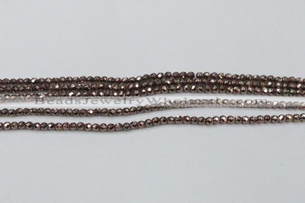 CHE691 15.5 inches 2mm faceted round plated hematite beads