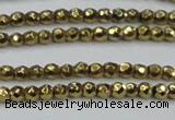 CHE692 15.5 inches 2mm faceted round plated hematite beads