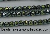 CHE693 15.5 inches 2mm faceted round plated hematite beads